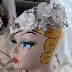 Elegant White Floral Hat Wedding